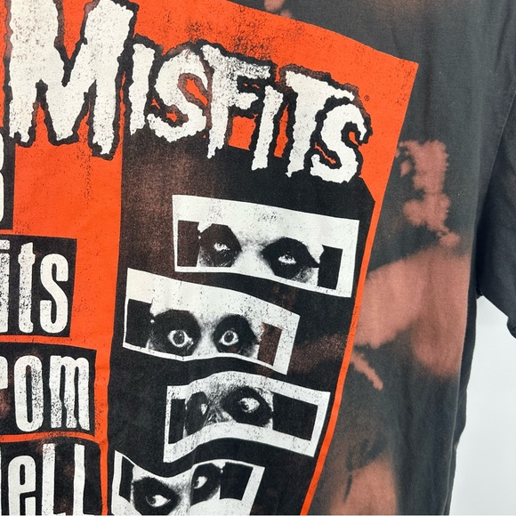 Misfits 3 Hits From Hell Custom Bleached Short Sleeve Shirt OS Upcycled Music - Picture 6 of 7